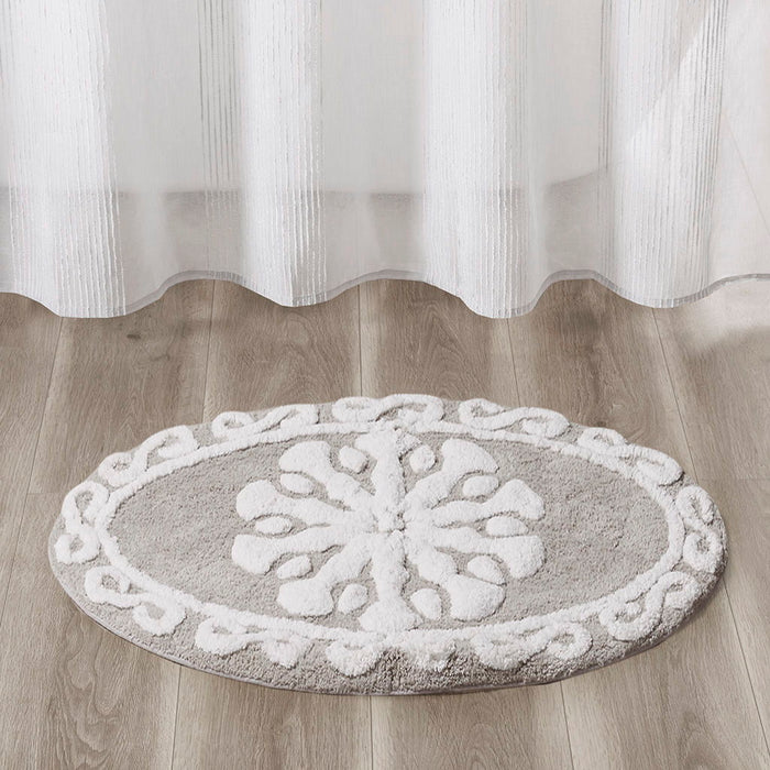 Casablanca - 25"Medallion Tufted Rug - Taupe - Simple Home Plus