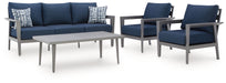 Gali - Gray / Blue - Sofa / Chairs / Table Set (Set of 4) - Simple Home Plus