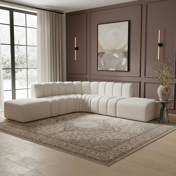 Arc - Boucle Fabric 6 Piece Corner Modular Sofa - Simple Home Plus
