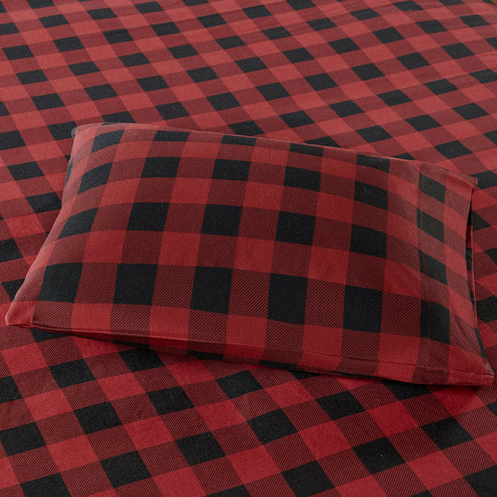Flannel - California King Sheet Set - Red / Black Buffalo Check - Simple Home Plus