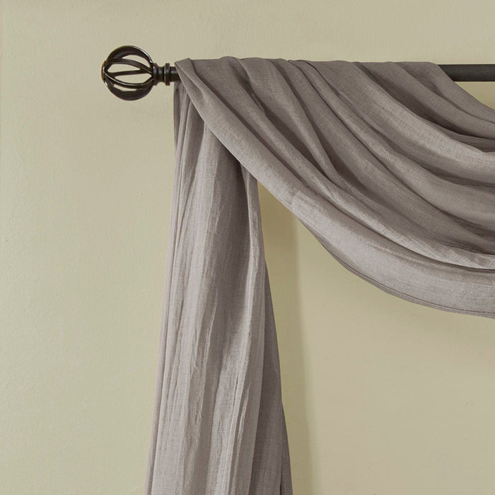 Harper - 144" Solid Crushed Scarf Sheer - Gray - Simple Home Plus
