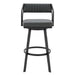 Capri - 26" Swivel Modern Black Metal And Slate Gray Faux Leather Barstool - Simple Home Plus