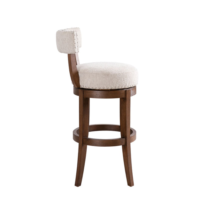 Mystic - Solid Wood Upholstered 30" Bar Height Swivel Barstool - Simple Home Plus