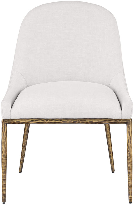 Ferro - Linen Textured Performance Fabric Upholstered Dining Side Chair - Cream / Brushed Gold - Simple Home Plus