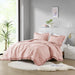 Phoebe - King/California King Diamond Quilted Ruffle Edge Comforter Set - Blush - Simple Home Plus