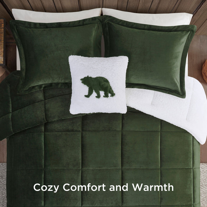 Alton - Down Alternative Comforter Set - Green / Ivory - Simple Home Plus