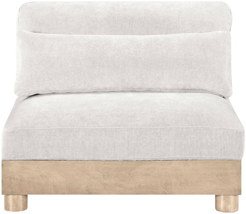 Turin - Chenille Fabric Upholstered Modular Armless Chair - Natural Base - Simple Home Plus