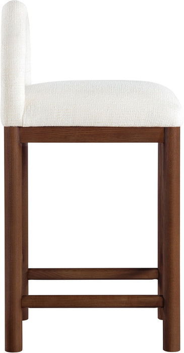 Conrad - Linen Counter Stool With Brown Legs - Simple Home Plus