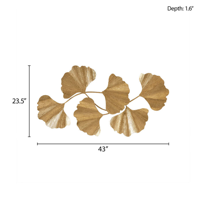 Faye - Ginkgo Leaf Wall Art - Gold - Simple Home Plus
