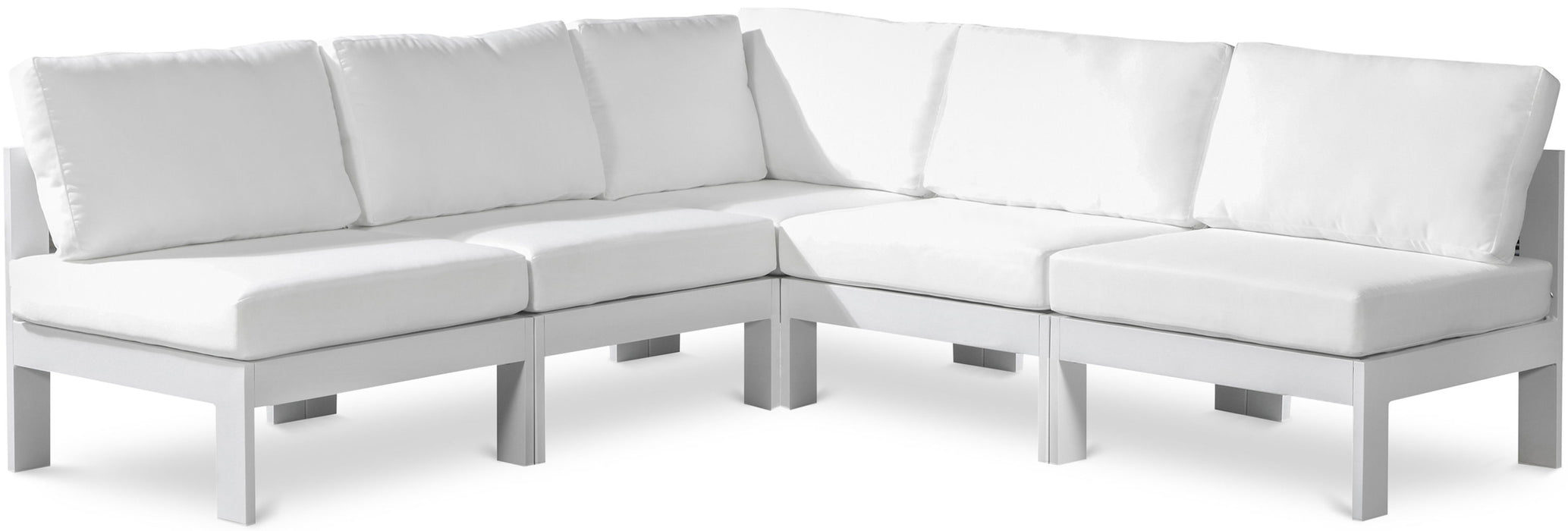 Nizuc - Outdoor Patio 5 Piece Modular Sectional With White Frame - Simple Home Plus