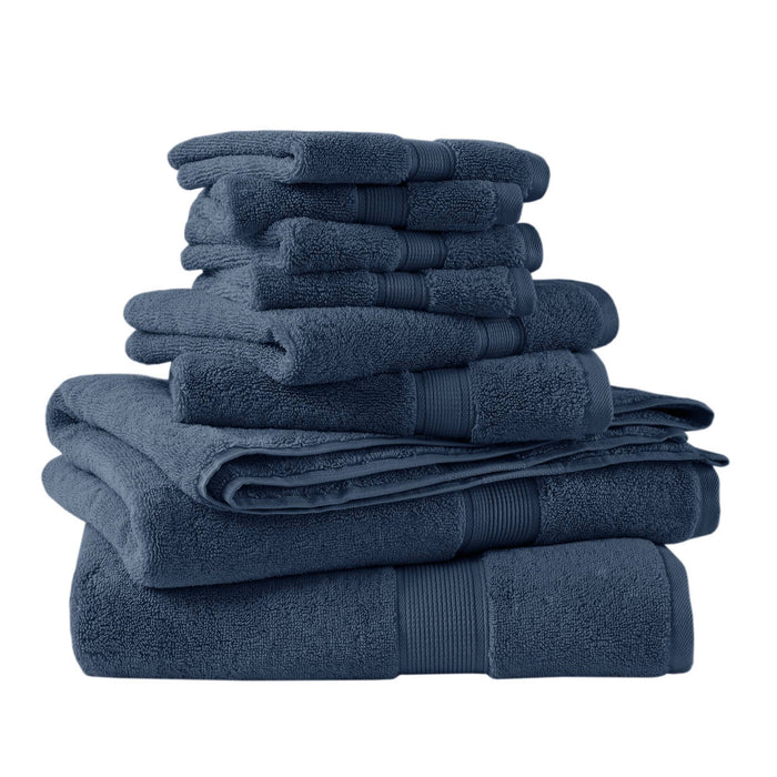 800GSM - 8 Piece Antimicrobial Towel Set - Dark Blue - Simple Home Plus
