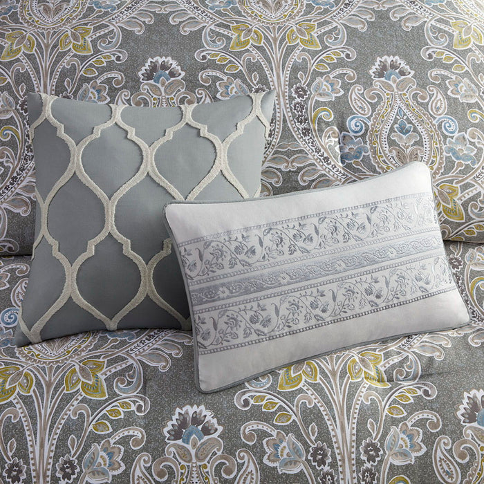 Hallie - 6 Piece Comforter Set - Gray - Simple Home Plus