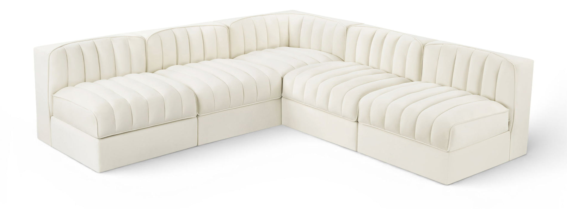 Rummi - Armless Velvet Performance Fabric Upholstered 5 Piece Modular Sectional - Simple Home Plus