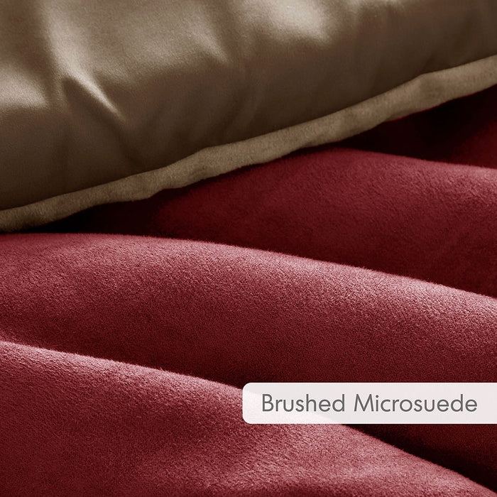 Boulder Stripe - King/California King Pieced Comforter Set - Brick - Simple Home Plus