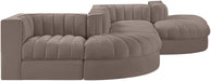 Rummi - Rounded Velvet Performance Fabric Upholstered 6 Piece Modular Sectional - Simple Home Plus