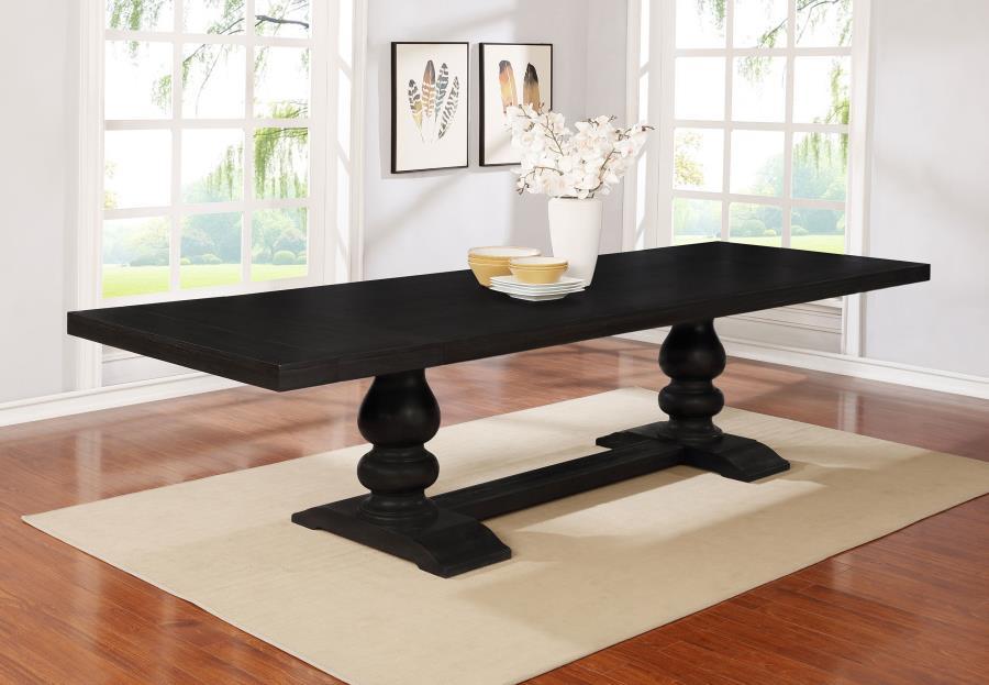 Phelps - Extension Leaf Dining Table Distressed Noir - Distressed Nior - Simple Home Plus