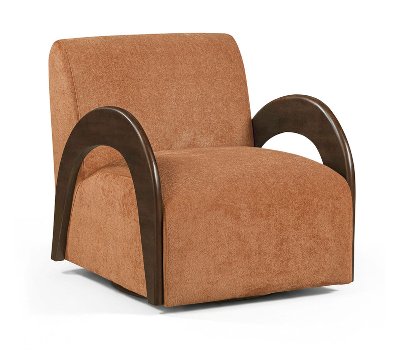 Neria - Chenille Fabric Upholstered Swivel Accent Chair - Painted Brown Base - Simple Home Plus