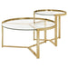 Delia - 2 Piece Round Glass Top Nesting Coffee Table - Simple Home Plus