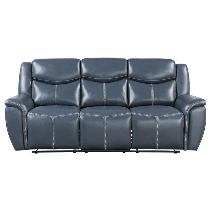 Sloane - Upholstered Padded Arm Reclining Sofa - Blue - Simple Home Plus