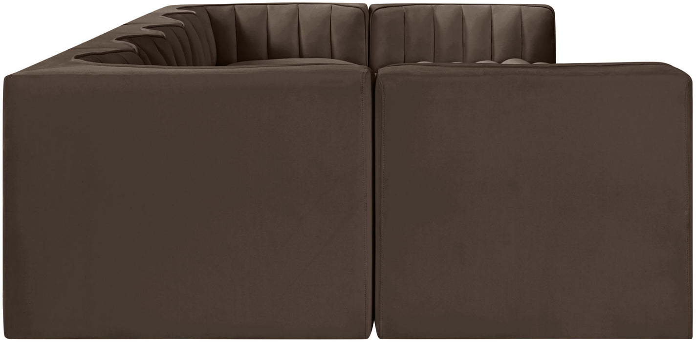 Rummi - Velvet Performance Fabric Upholstered 7 Piece Modular Sectional (With 2 Corner Chairs) - Simple Home Plus