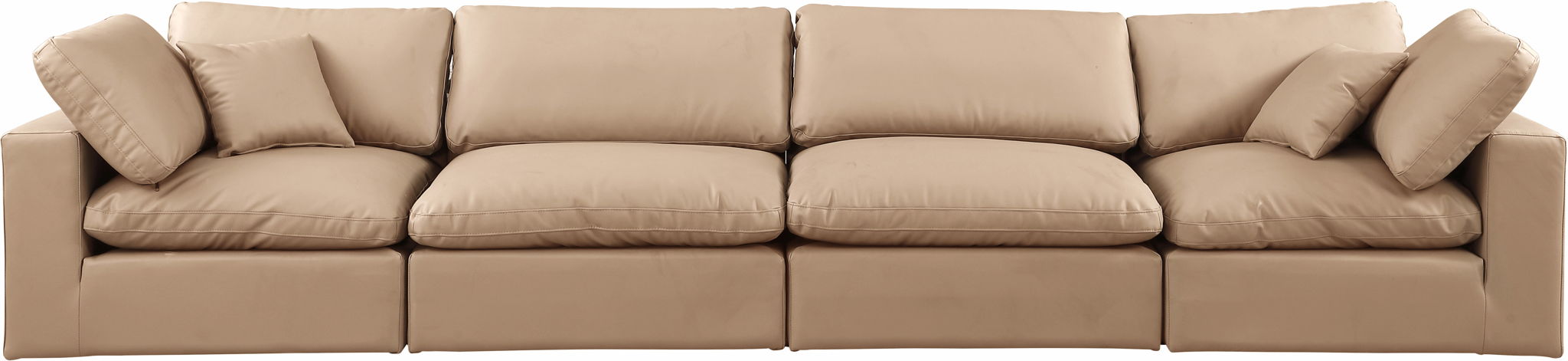 Comfy - Faux Leather Modular Sofa 4 Pieces - Tan - Simple Home Plus