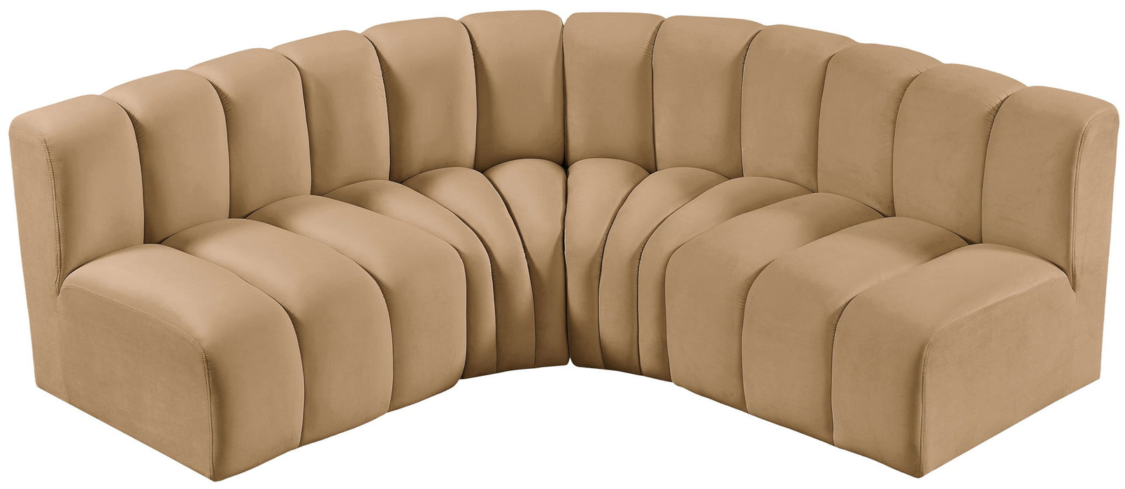 Arc - Velvet 4 Piece Corner Modular Sofa - Simple Home Plus