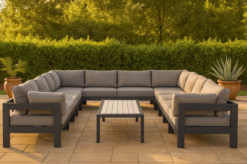 Nizuc - Outdoor Patio 12 Piece Modular Sectional With Gray Frame