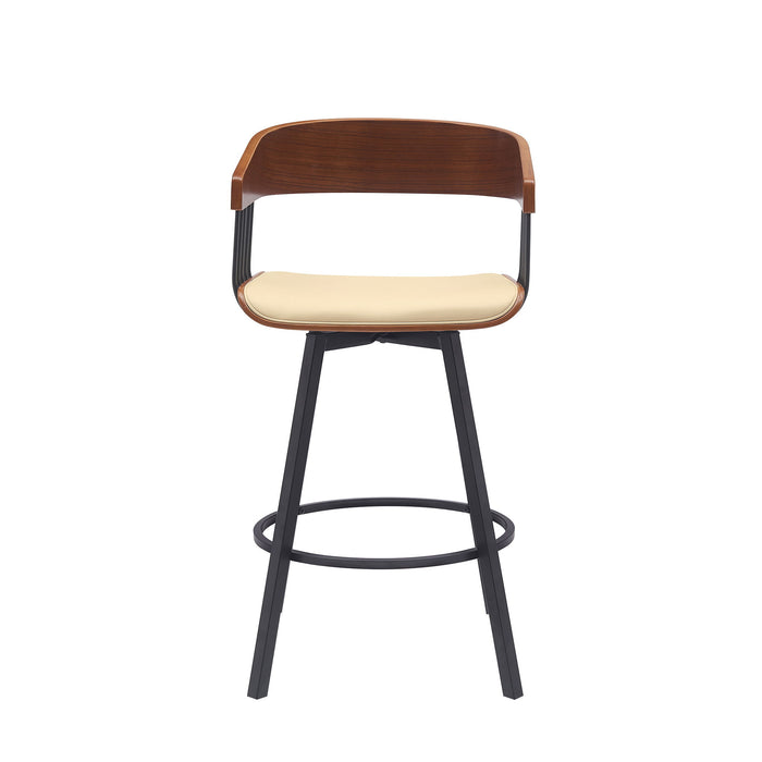 Athena - Swivel Walnut Metal Stool - Simple Home Plus