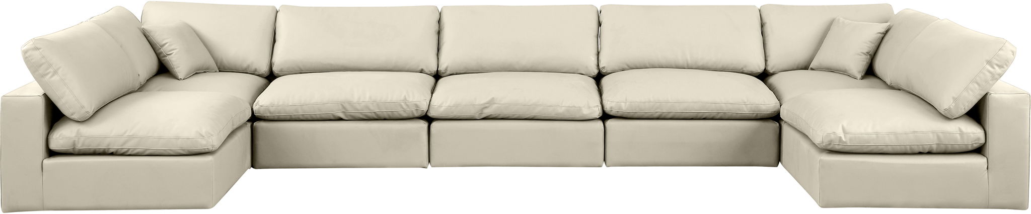 Comfy - 7 Piece Faux Leather Modular Armless Sectional - Simple Home Plus