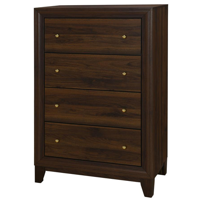Welsley - 4-Drawer Chest Of Drawers - Walnut - Simple Home Plus