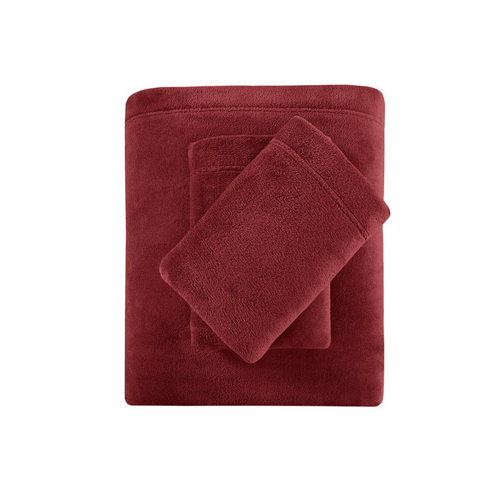 Soloft Plush - 4 Piece Queen Micro Plush Sheet Set - Burgundy - Simple Home Plus