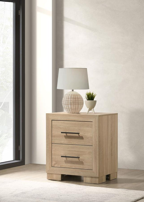 Arielle - 2-Drawer Bedroom Nightstand With Casters - Light Oak - Simple Home Plus