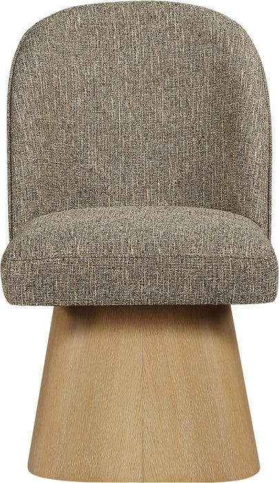 Marlowe - Linen Textured Fabric Upholstered Swivel Dining Side Chair - Stained Natural - Simple Home Plus