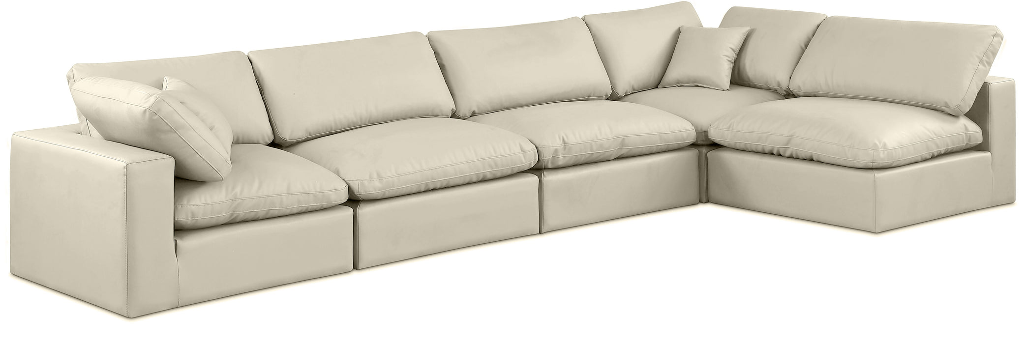 Comfy - 5 Piece Faux Leather Modular Sectional - Simple Home Plus