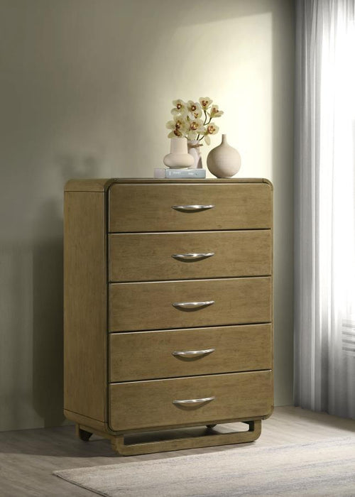 Amsbury - 5-Drawer Chest Of Drawers - Nutmeg - Simple Home Plus