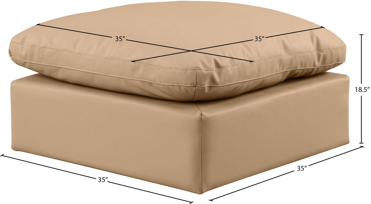 Indulge - Faux Leather Ottoman - Tan - Simple Home Plus