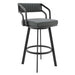 Capri - 26" Swivel Modern Black Metal And Slate Gray Faux Leather Barstool - Simple Home Plus