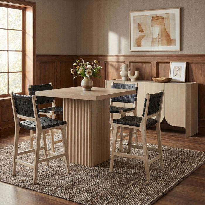 Entwine - Vegan Leather Upholstered Counter Stool - Painted Natural - Simple Home Plus
