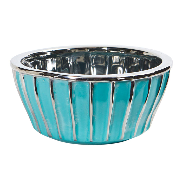 7.25" Teal Vase with Silver Burnishing