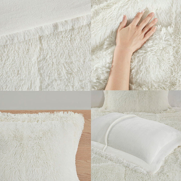 Malea - Shaggy Comforter Mini Set - Ivory - Simple Home Plus