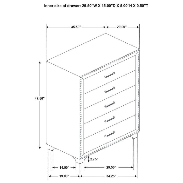 Melody - 5-Drawer Bedroom Chest - Simple Home Plus