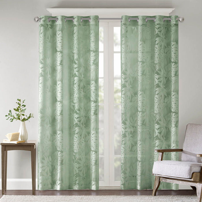 Leilani - Palm Leaf Burnout Window Sheer - Sage Green - Simple Home Plus