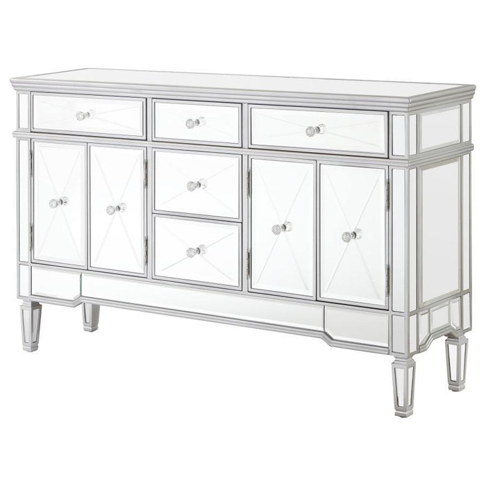 Duchess - 5-Drawer Mirrored Storage Accent Cabinet - Silver - Simple Home Plus