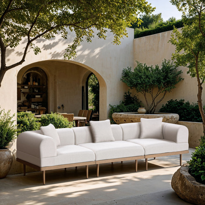 Laguna - 3 Piece Resilient Water Resistant Fabric 106.5" Upholstered Outdoor Patio Modular Sofa - Simple Home Plus