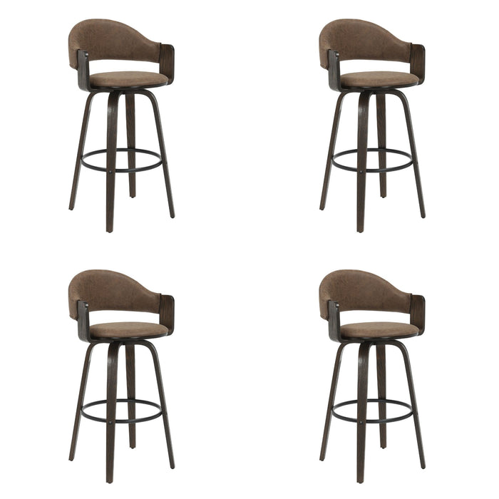 Daxton - Swivel Bar Height Round Back Wood Bar Stool With Faux Leather Seat