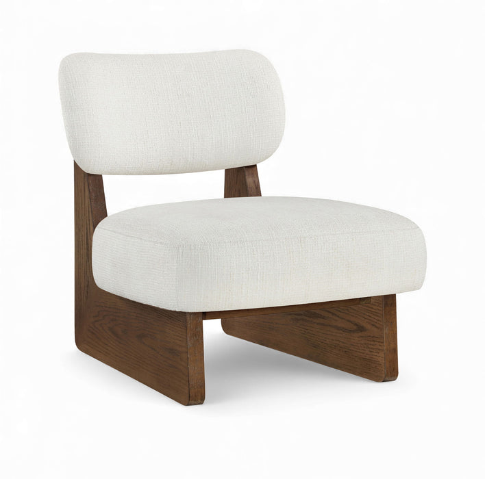 Vetra - Linen Textured Fabric Upholstered Accent Chair With Brown Base - Simple Home Plus