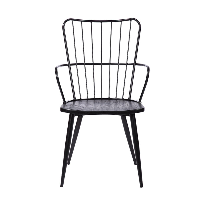 Parisa - High Back Steel Framed Side Chair - Black Powder / Brushed - Simple Home Plus