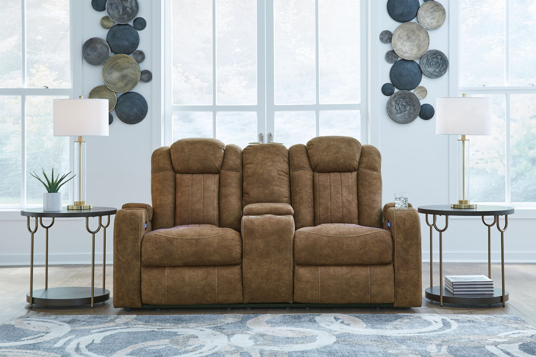 Wolfridge - Brindle - Power Reclining Loveseat With Console /Adj Hdrst - Simple Home Plus