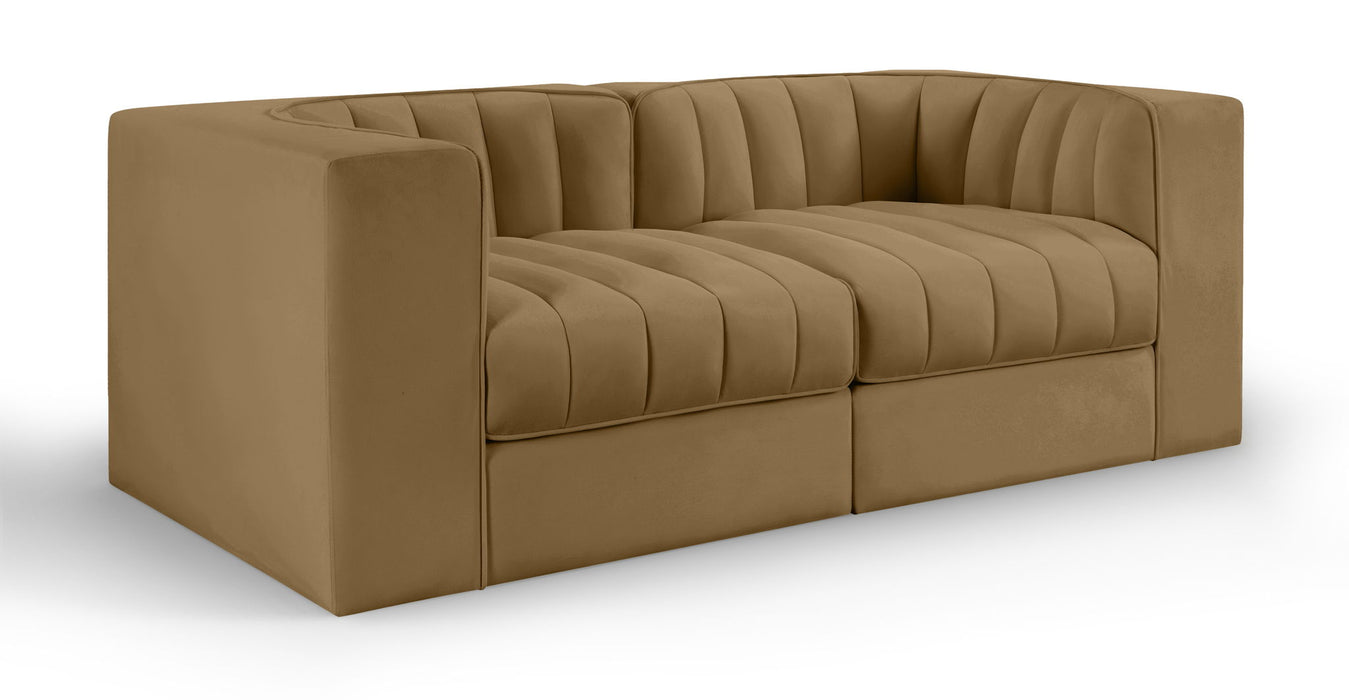 Rummi - Velvet Performance Fabric Upholstered 2 Piece Modular Loveseat - Simple Home Plus
