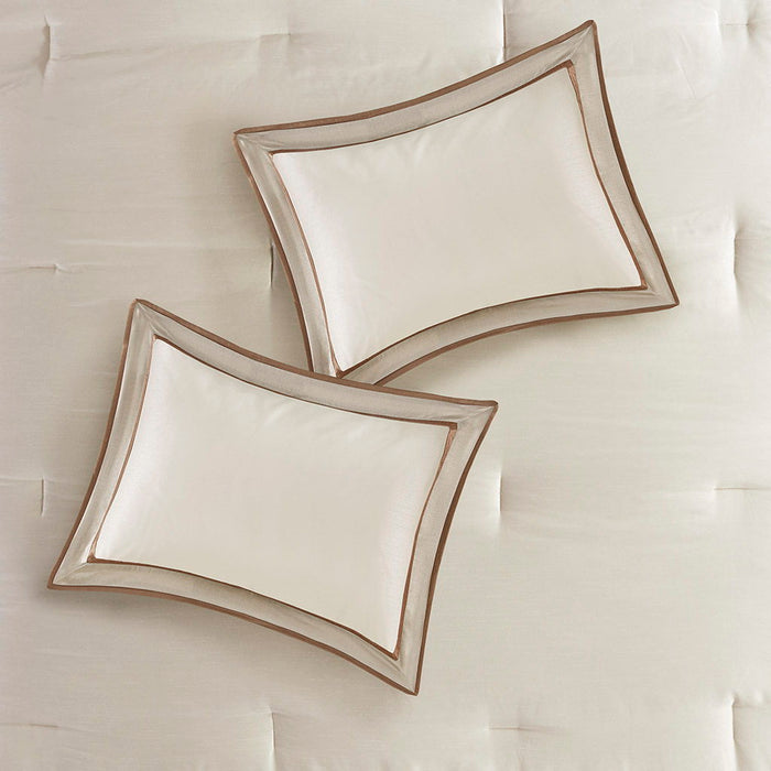 Genevieve - King Comforter (Set of 7) - Taupe / Brown